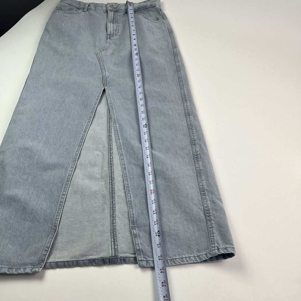 ZARA Denim Maxi Skirt S Light Wash Front Slit Boho Hippie Festival Ranch Modest - Picture 7 of 7